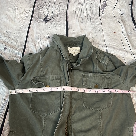 Sky and Sparrow military utility hidden zip army green pocket collar jacket XS - Picture 10 of 10